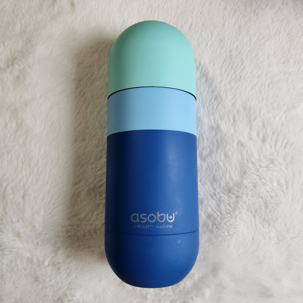 asobu Orb Stainless Steel Double Wall Insulated Travel Water Bottle. Pastel Blue